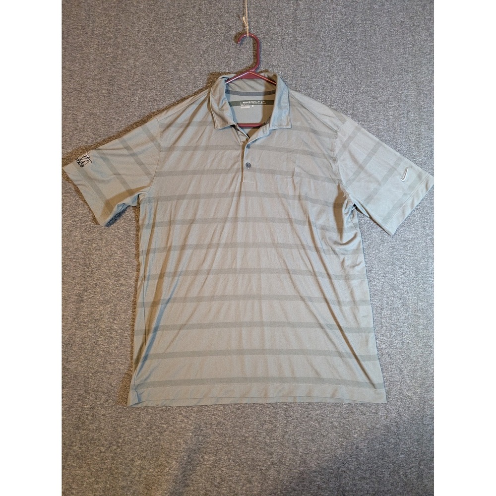 NIKE Shirt Men's Golf 1/4 Button Dri-Fit Gray Striped Polo Golf Size L